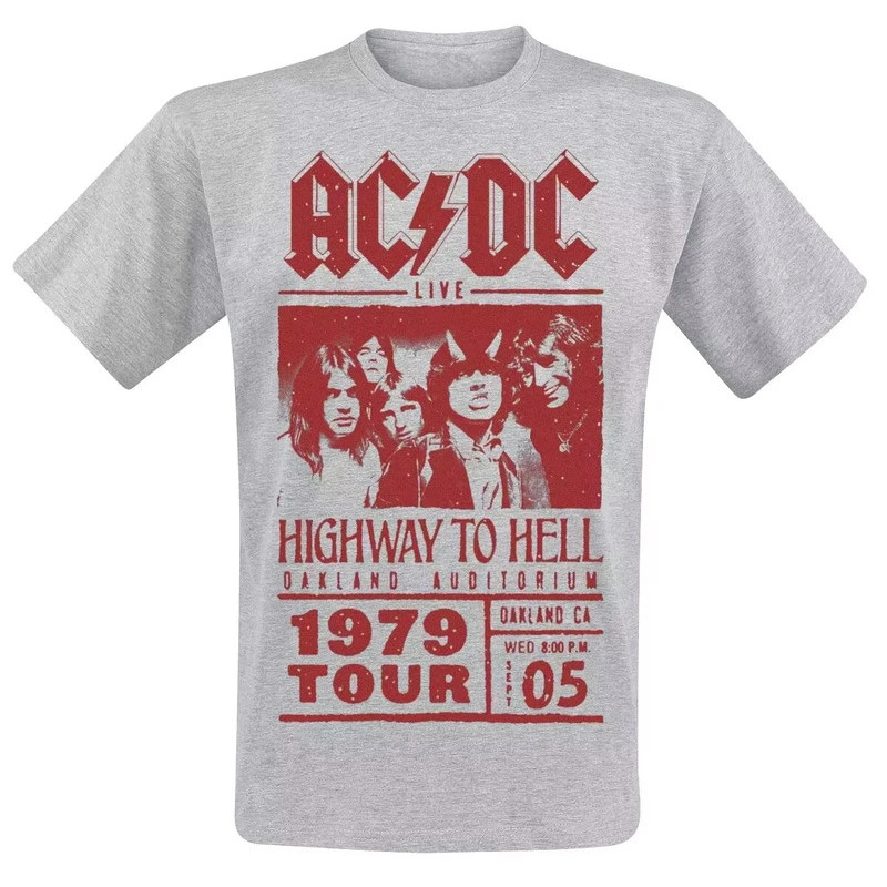 2026 Highway To Hell - เสื้อยืดแขนสั้นผู้ชายและผู้หญิงลายพิมพ์วงดนตรี Acdc สีแดง แบรนด์หรู ผ้าฝ้าย