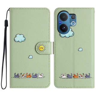 เคส Case for Vivo Y31 Y21d Y39 Y29 Y29s Y19s Y04 Y04s Y03 Y03t Y18 Y18s Y28 Y28s Y38 วีโว่ V60 V50 Lite V40 Pro V30 V30e V29 5G เคสโทรศัพท์หนังฝาพับพร้อมช่องใส่บัตรสําหรับ Cartoon Cats Wallet PU Leather Cover With Card Slots Soft TPU Shell Hand Strap KTM