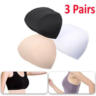 3 คู่การฝึกอบรม Bra Pad สามเหลี่ยมถ้วยหน้าอก Push Up ใส่โฟมหนาความยืดหยุ่นสูง Pads สําหรับ Enhancer Bra Pads