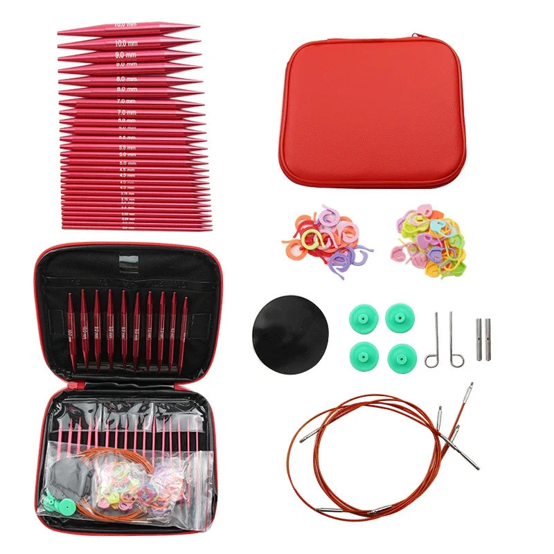 Aluminum Interchangeable Crochet Needles Circular Knitting Needles Set Weaving Yarn Knitting Tools W