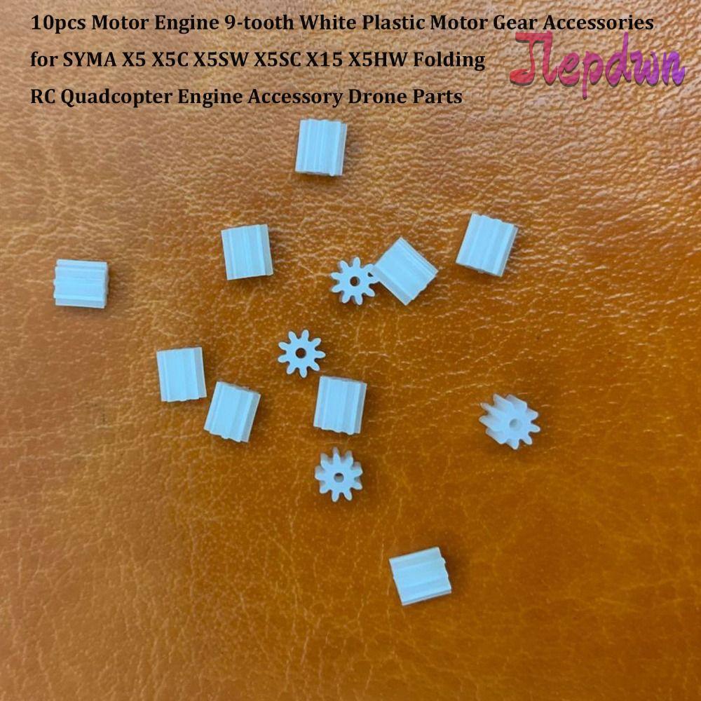 JEPDWN 10 ชิ้นมอเตอร์เกียร์,พลาสติกสีขาวมอเตอร์เกียร์,คุณภาพสูง 9 ฟันพับ Quadcopter Drone อะไหล่สําห
