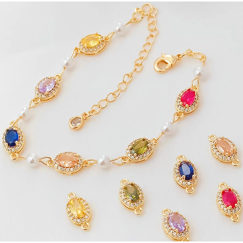 สร้อยข้อมือและสร้อยคอมินิไพลท์ เคลือบด้วยทองคำ 14K และแซฟไฟร์ไมโครอิงเลย์ สำหรับการทำเครื่องประดับ DIY