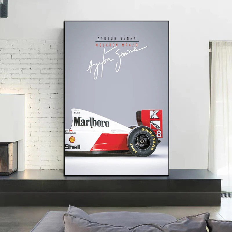 สูตรตํานาน Racer Senna โปสเตอร์และพิมพ์ Racing Tail ภาพวาดผ้าใบ Race Car Wall Art ภาพห้องนั่งเล่นตกแต่งบ้าน