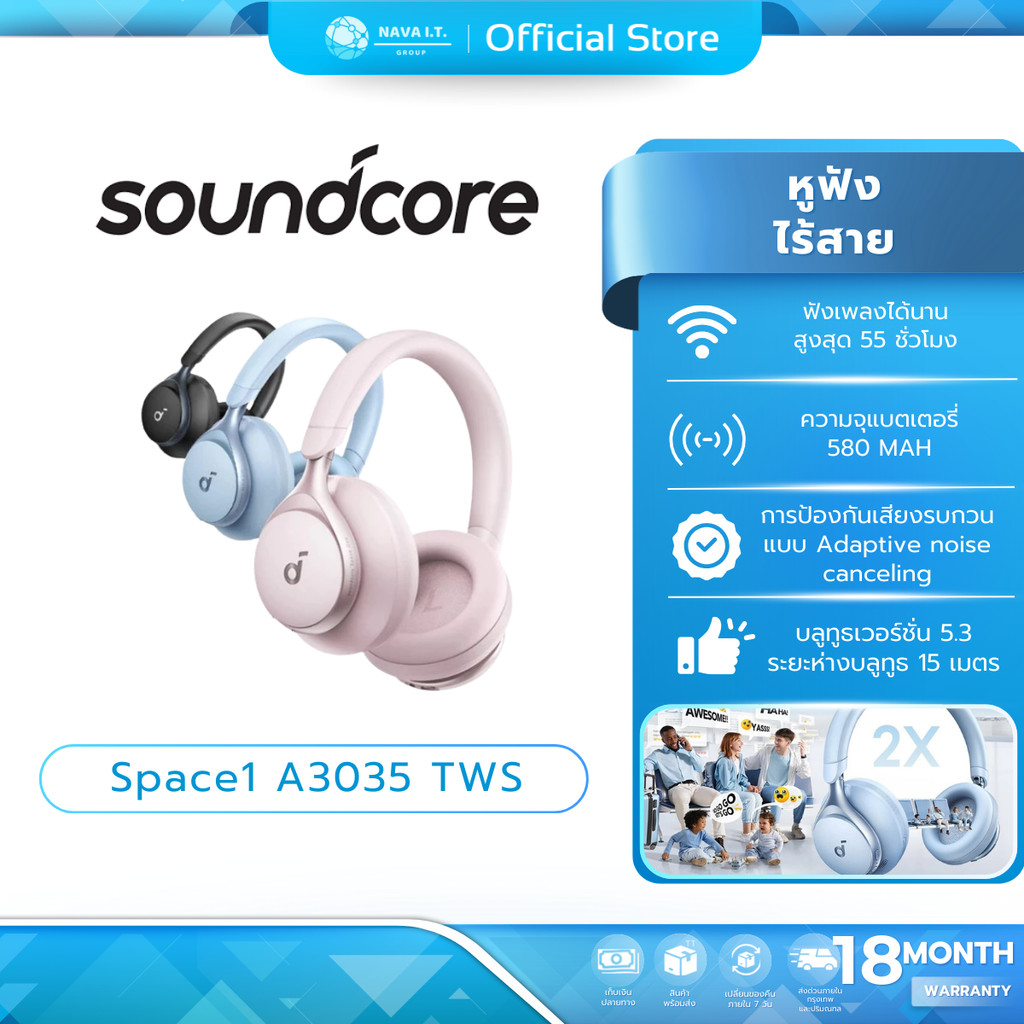 (มีส่งด่วน) Soundcore by Anker Space One S1 headphone bluetooth หูฟังบลูทูธไร้สายตัดเสียงรบกวน LDAC 