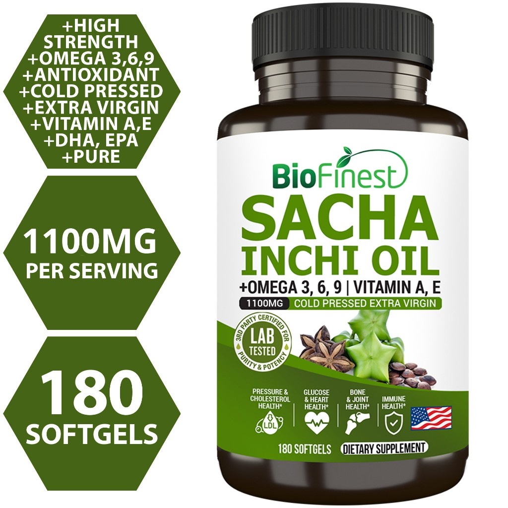 Biofinest Sacha Inci Oil 1100mg - Omega 3 6 9 วิตามินอี DHA EPA Heart Brain Eye Bone Joint Skin พิมพ