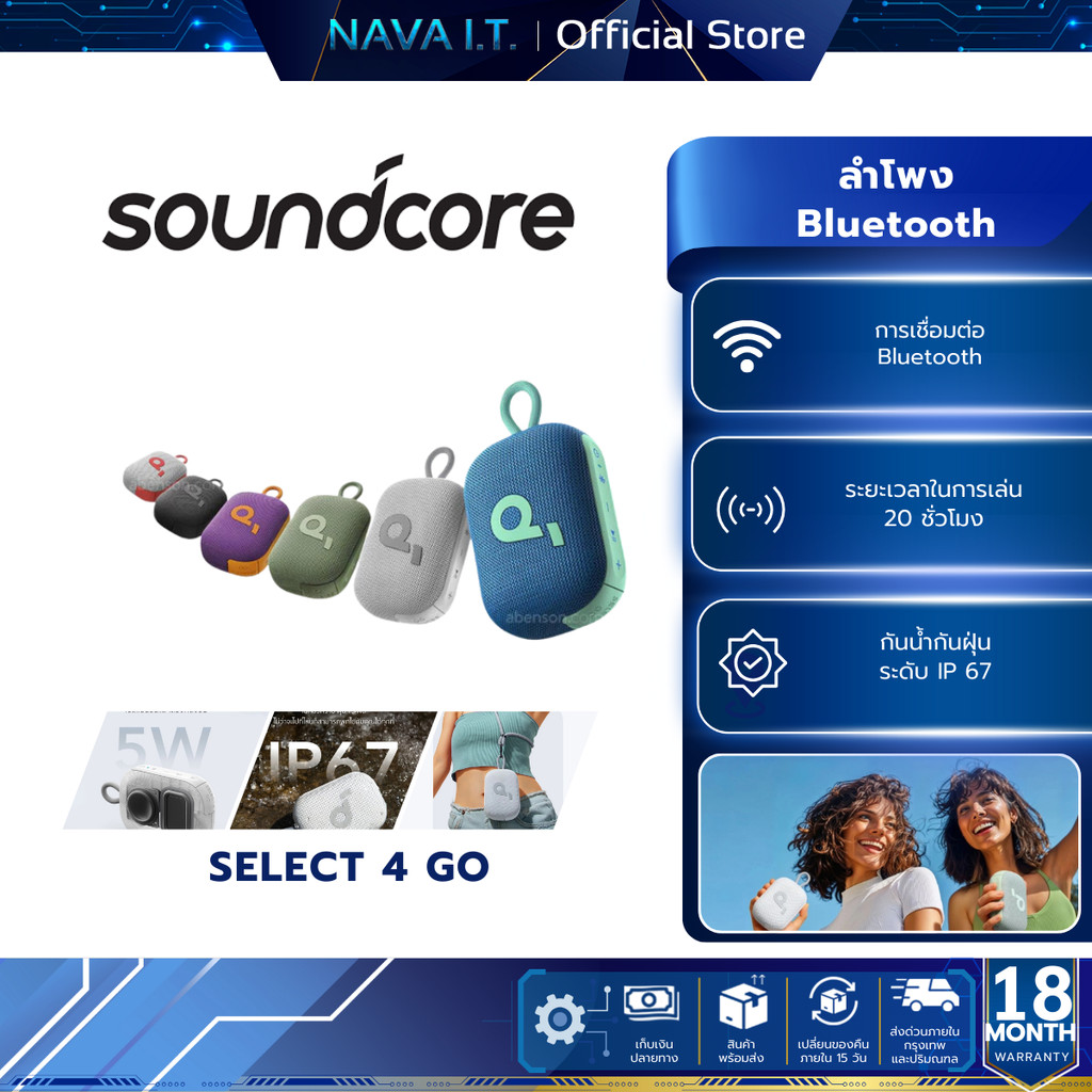 Soundcore Select 4 Go Bluetooth Speaker ลําโพง บลูทูธ