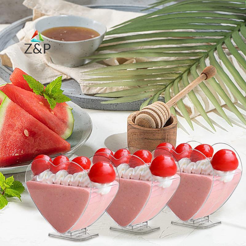 Z&P 80ml 20PCS Thiened รูปหัวใจชามขนมมูสคอนเทนเนอร์นํากลับมาใช้ใหม่ Parfait อาหารเรียกน้ําย่อย ting 