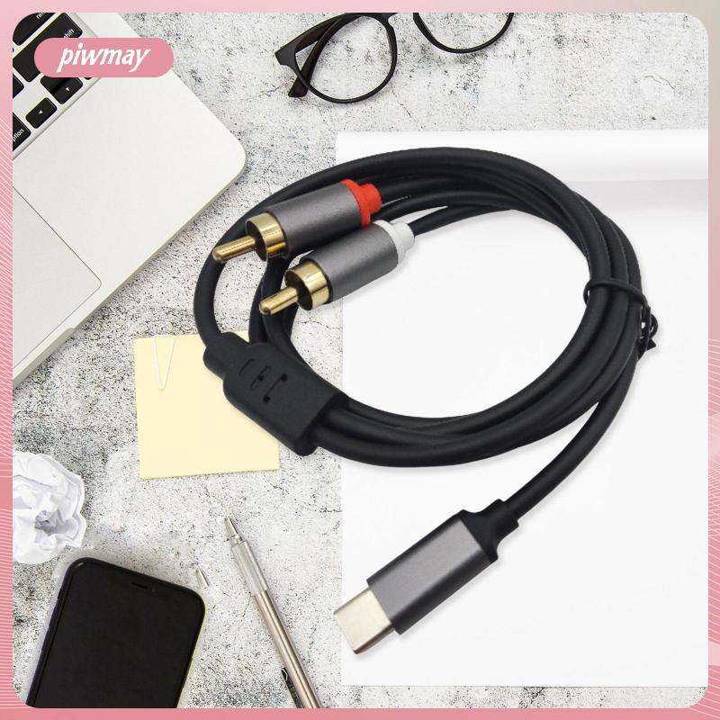 [piwmay] สาย RCA Type-c ถึง 2 สาย USB C สาย AUX ป้องกันการรบกวน Stable AUX สายเสริมสําหรับหูฟังโฮมเธ