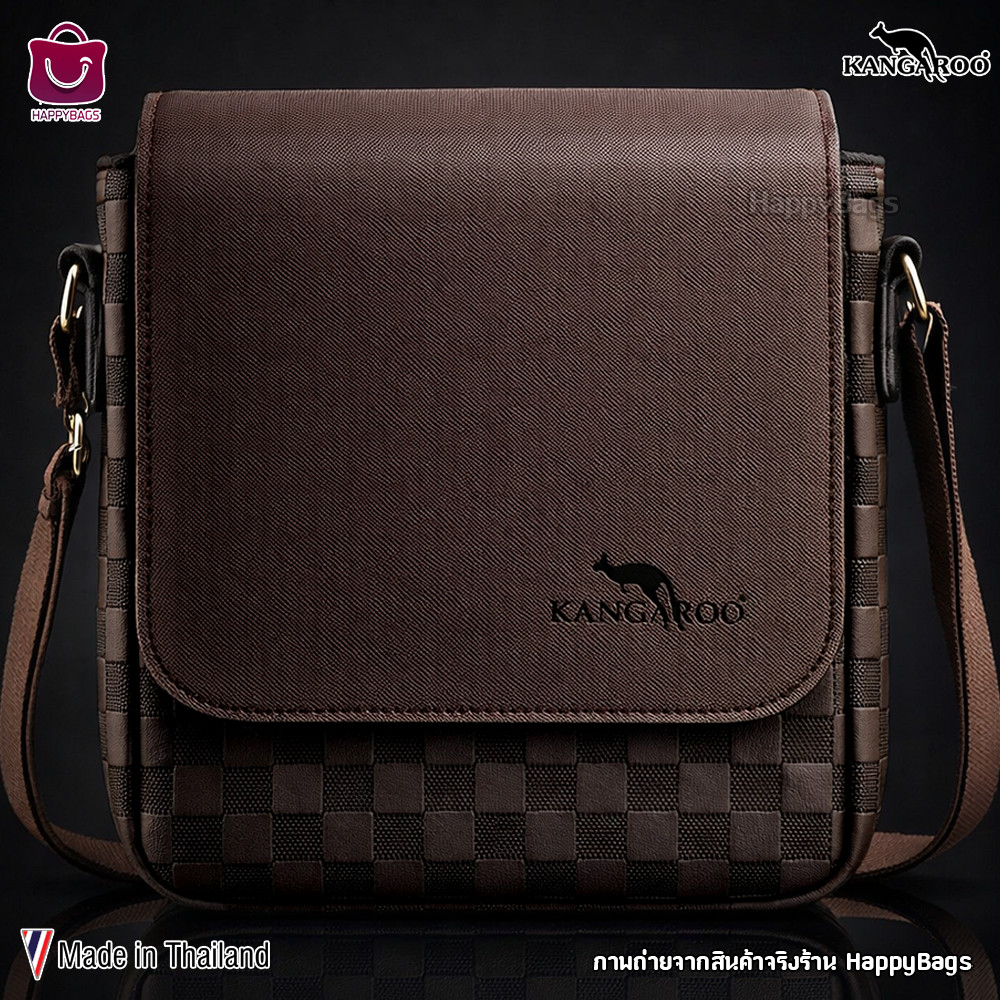 กระเป๋าสะพายข้างจิงโจ้ Kangaroo หนัง PU แฟชั่นลายตาราง COD เก็บเงินปลายทาง