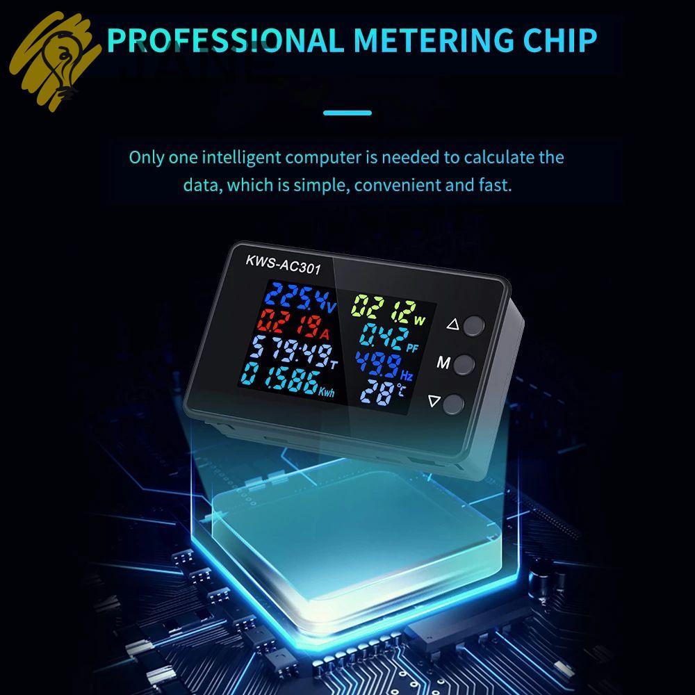 JANE โวลต์มิเตอร์แบบดิจิตอลแอมป์มิเตอร์จอแสดงผล LED KWS-AC301 0-100A Power Energy Meter