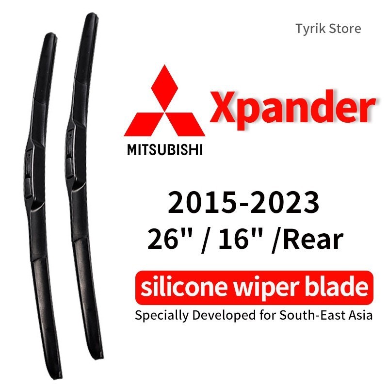 ชุดใบปัดน้ำฝน (หน้า/หลัง) Mitsubishi XPANDER wiper blade สำหรับปี/รุ่น 2015-2023 ใบปัดน้ำฝนรถ SUV/ยานพาหนะ กระจกหลังรถ ใบปัดน้ำฝนแบบกล้วย ซิลิโคน