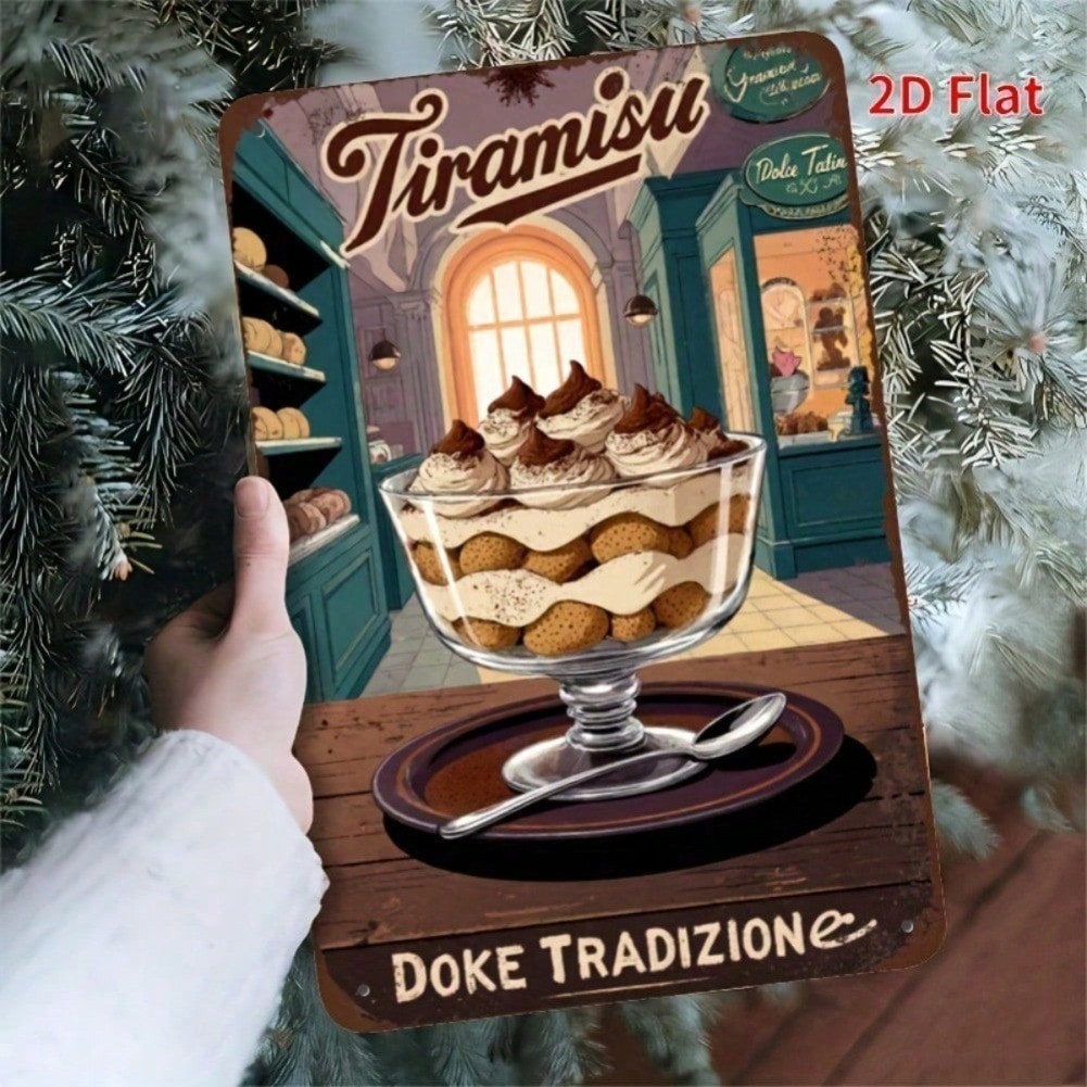 HELLOYOUNG Vintage Tiramisu ป้ายโลหะ Retro 8x12 นิ้วตกแต่งผนังสําหรับห้องครัวบาร์ Cafe Pizzeria Rust