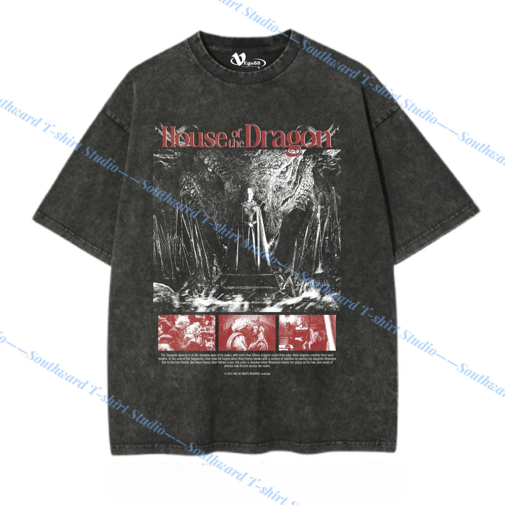 house of the dragon volume 2* เสื้อยืดโอเวอร์ไซส์ | เสื้อยืดโอเวอร์ไซส์ | เสื้อยืด Washed | ซักล้างแล้ว | เสื้อยืดวินเทจ