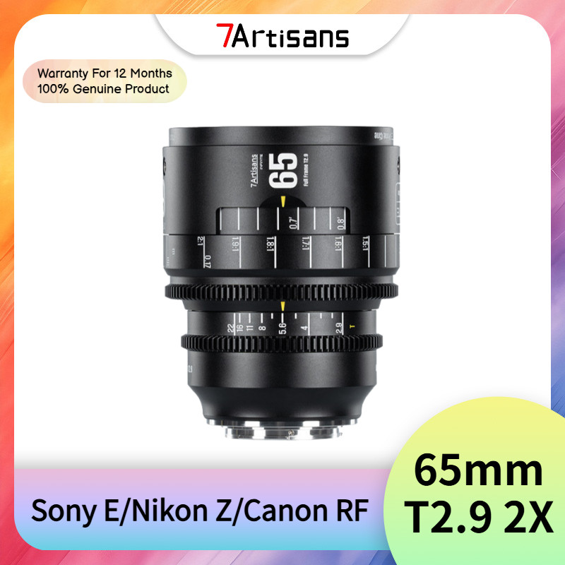 7artisans 65mm T2.9 2X Macro Cine เลนส์ Full Frame Manual Focus เลนส์กล้องสําหรับการทําฟิล์มเข้ากันไ