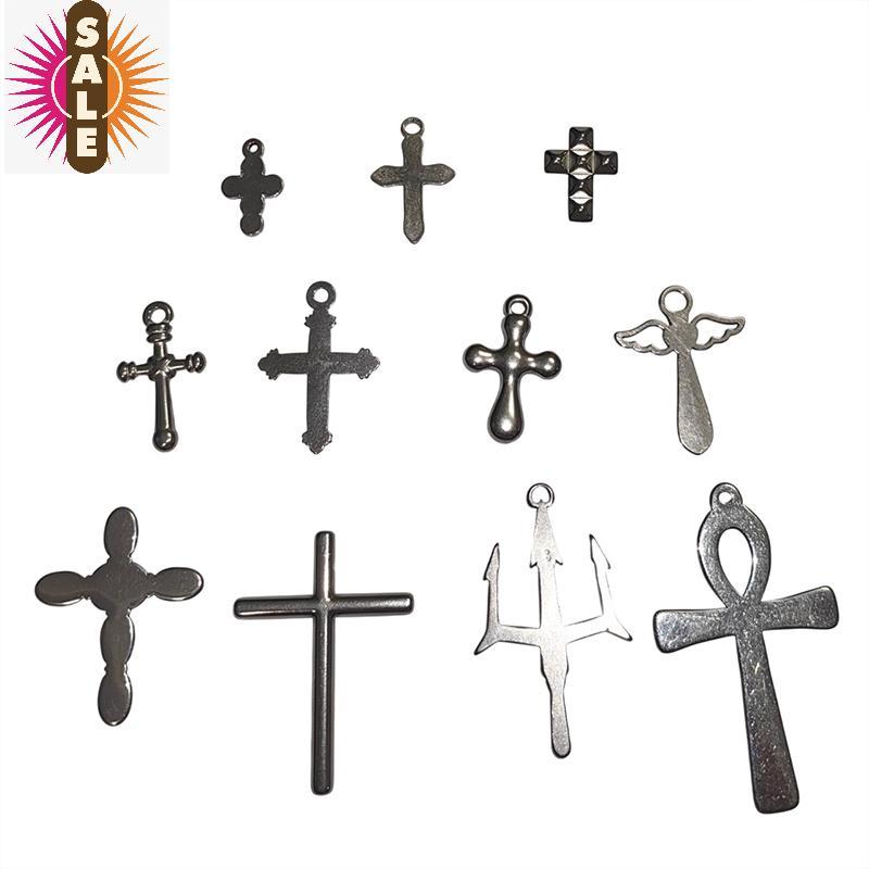 เครื่องประดับ Punk Rivet Cross สำหรับผู้หญิง สไตล์ Gothic 90s พร้อมจี้และสร้อย