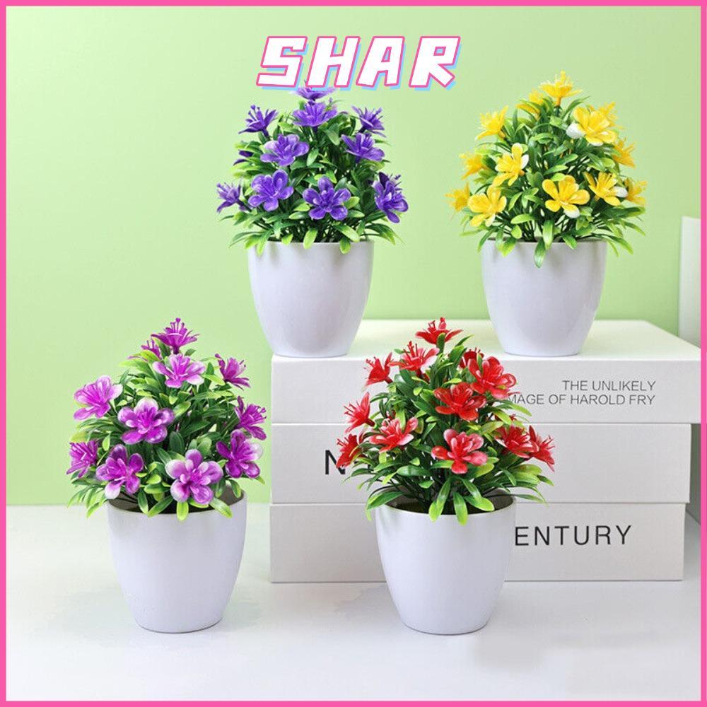 SHAR ในหม้อสํานักงานต้นไม้หม้อพืชดอกไม้ปลอมพืชขนาดเล็ก