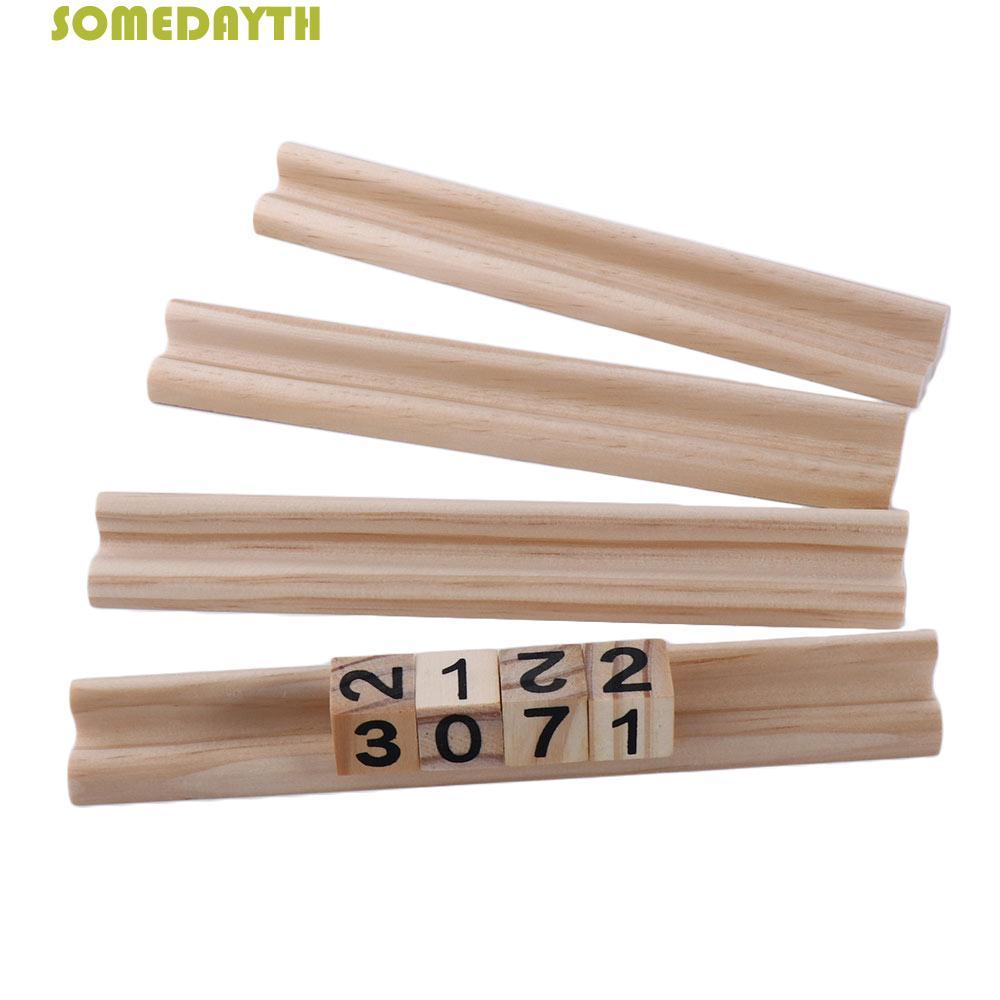 SOMEDAY Wood Domino Racks Domino Games สําหรับเด็ก Mahjong 4 Racks Chickenfoot Domino Trays Holders
