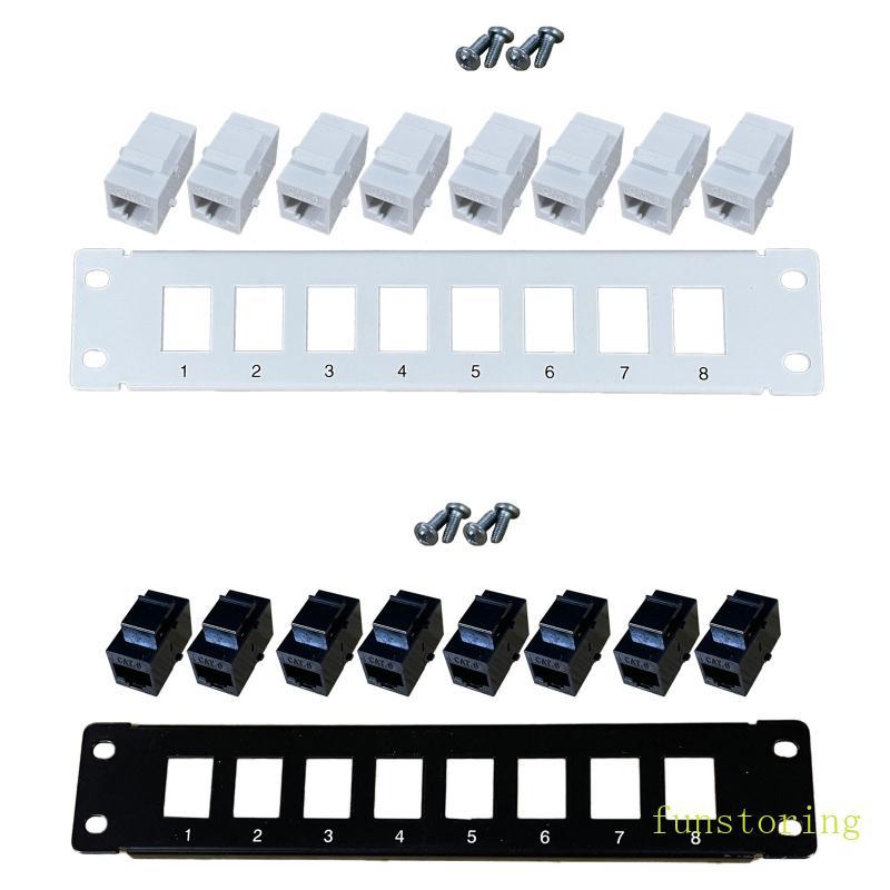 FUN 8-Port สําหรับแมว 6 แผงแพทช์โล่ RJ45 10G Ready Metal Housing Color-Coded Labeling สําหรับ T568A 