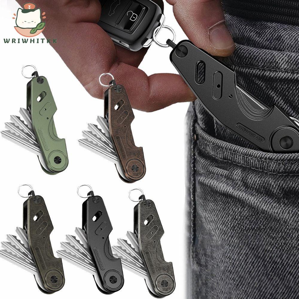 WWIWKK Key Organizer, Metal Compact Key Holder, Holding 2-6 Keys Minimalist Aluminium Alloy Keys Fob