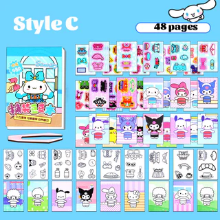 GeeToy 4PCS Mini Dress Up สติกเกอร์ระบายสีน่ารักการ์ตูนวาง DIY สติกเกอร์สร้างสรรค์กระดาษตุ๊กตาของเล่นเพื่อการศึกษาสําหรับเด็ก