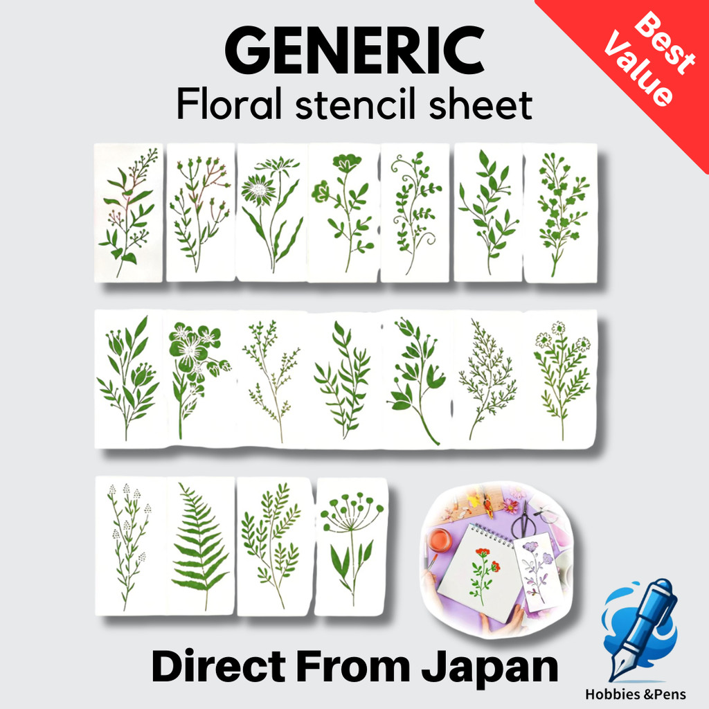 Floral Drawing Template Stencil Sheet Reusable Japan