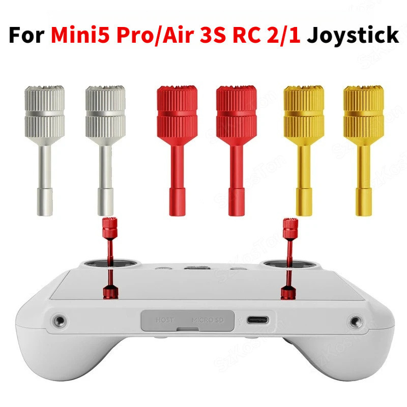 1 คู่สําหรับ DJI Mini5 Pro/Air 3S RC 2/1 รีโมทคอนโทรลขยายจอยสติ๊กอลูมิเนียม Thumb Stick Rocker สําหรับ DJI Mini 3 4 Pro อุปกรณ์เสริม