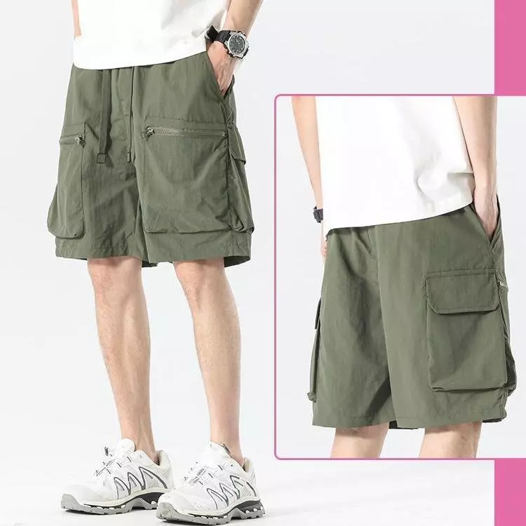 MNO.9 Cargo Short 9602 กางเกงขาสั้น เอวยืด ผ้าร่ม มีกระเป๋าหน้า-หลัง แฟชั่นชาย 2026 Men
