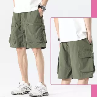 MNO.9 Cargo Short 9602 กางเกงขาสั้น เอวยืด ผ้าร่ม มีกระเป๋าหน้า-หลัง แฟชั่นชาย 2026 Men