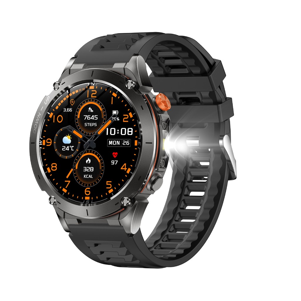 New Y101Smart Watch 1.43AMoled Outdoor GPS Barometric Compass Sports Waterproof Flashlight Watch
