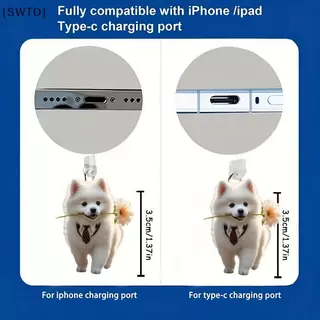 [SWTD] อะคริลิคโทรศัพท์ปลั๊กฝุ่นจี้ 2D จี้แบนเหมาะสําหรับ IPhone/Type-C Universal อุปกรณ์เสริมโทรศัพท์ null