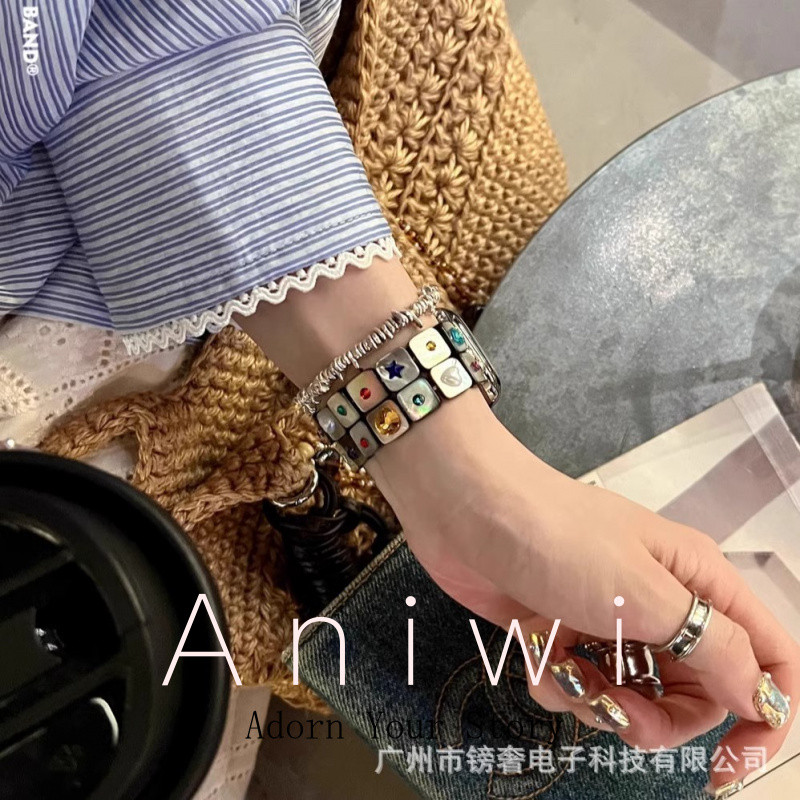 Star Tour Gem สายรัดเชือกยางยืดเหมาะสําหรับ applewatch5678910นาฬิการุ่น S7S9S10i