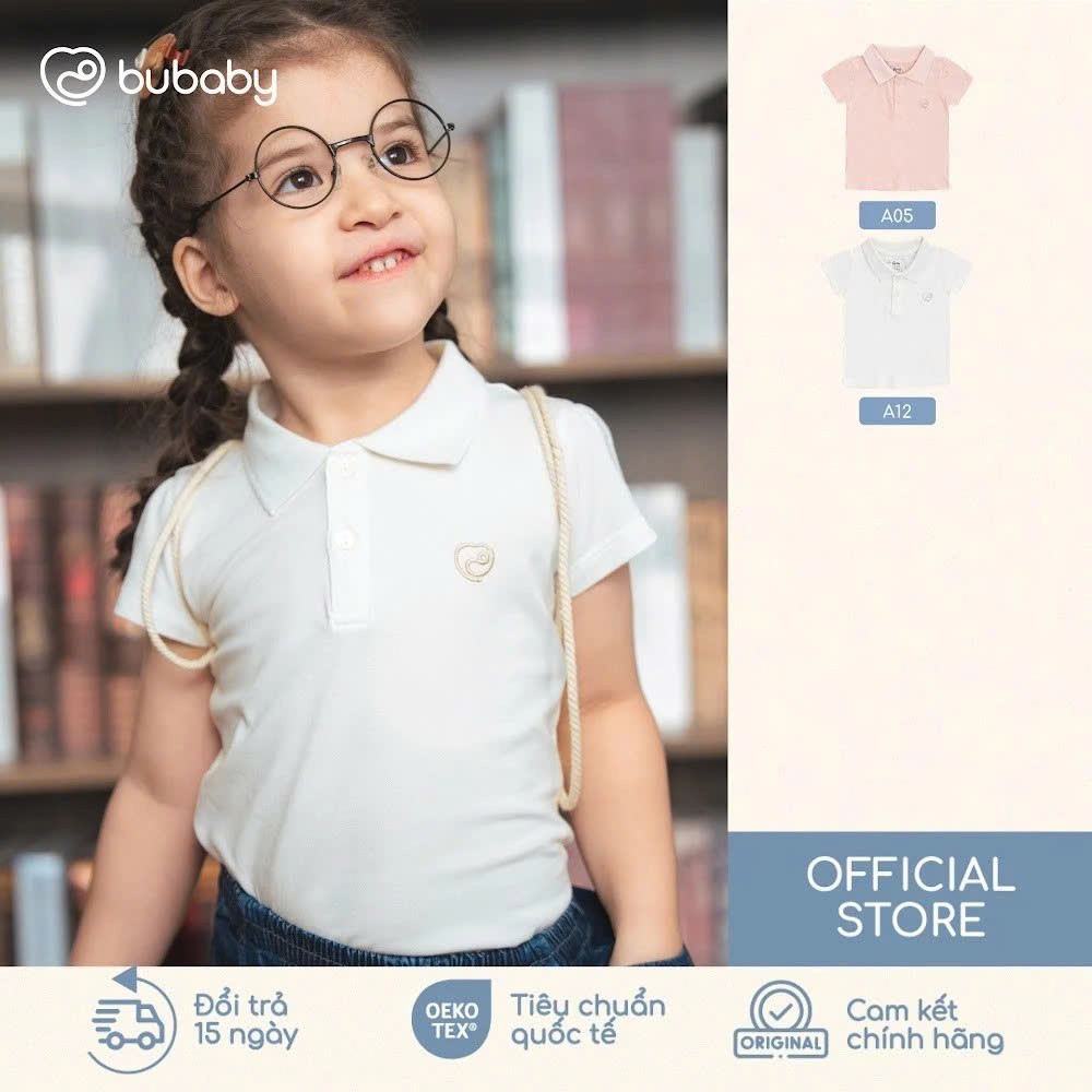 BU Baby (6M-5Y) เสื้อเชิ้ตแขนสั้นคอปกโปโลคุณภาพสูงสําหรับเด็กผู้หญิง Ponie BPN3303BG | บูเบบี้ของแท้