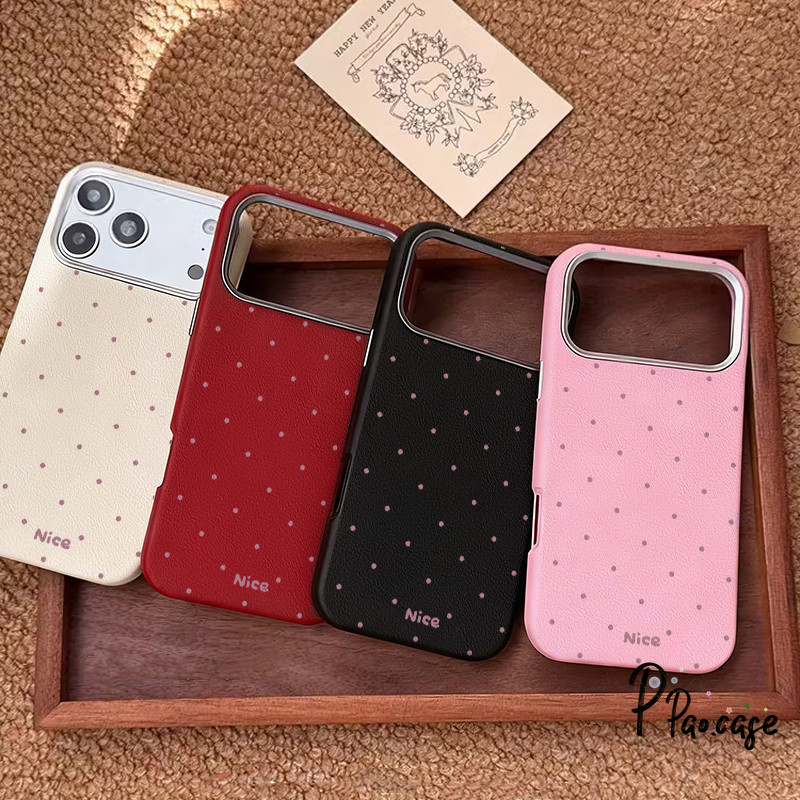 สำหรับiPhone 16 17 13 AIR 14 15 12 11 Pro Max 7 8 14 15 16 Plus XR X SE 2 3 เคสหนังสกิน ลายจุดสีพาสเทลน่ารักฮิต