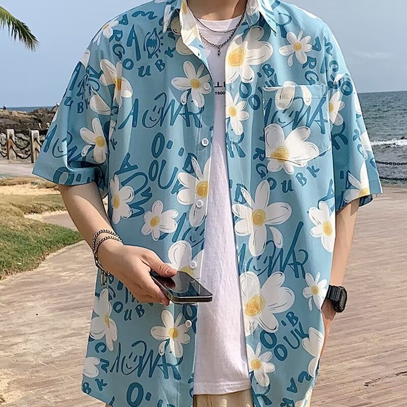 3m7 จัดส่งภายใน 24 ชั่วโมง เสื้อเชิ้ตแขนสั้น เสื้อฮาวาย ผู้ชาย เสื้อผู้ชายเท่ๆ เดซี่เสื้อจิ๋ว เสื้อฮาวายลายดอก