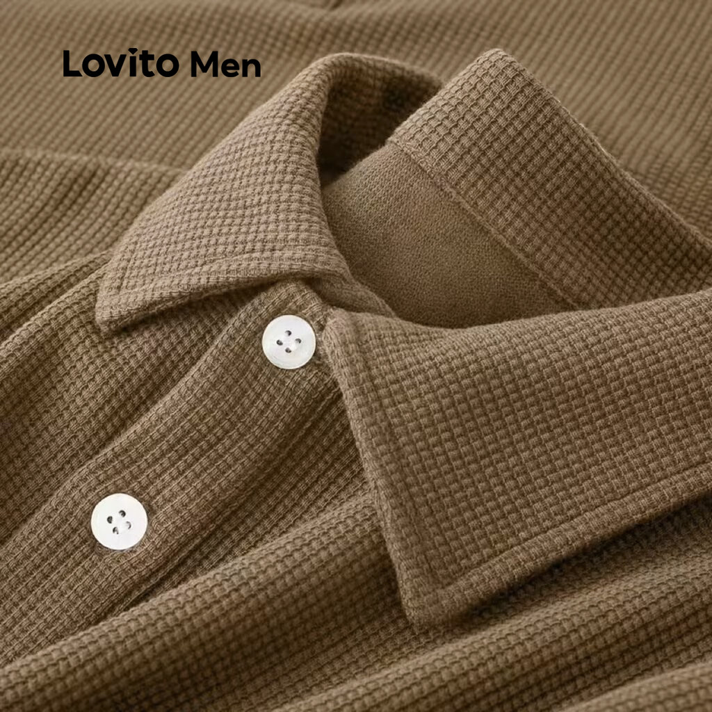 Lovito Men เสื้อโปโลลำลอง แขนสั้น ฤดูใบไม้ผลิ/ฤดูร้อน สีน้ำตาล สำหรับผู้ชาย LNE122049 ราคา ถูกที่สุด ดีลบีเคเค แกลเลอรีภาพที่ 5
