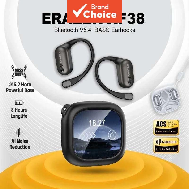 หูฟังไร้สายบลูทูธ 5.4 ERAZER XF38 AI พร้อมแปลแบบเรียลไทม์ มีหน้าจอ LED และไมโครโฟนสําหรับการโทรเสียง