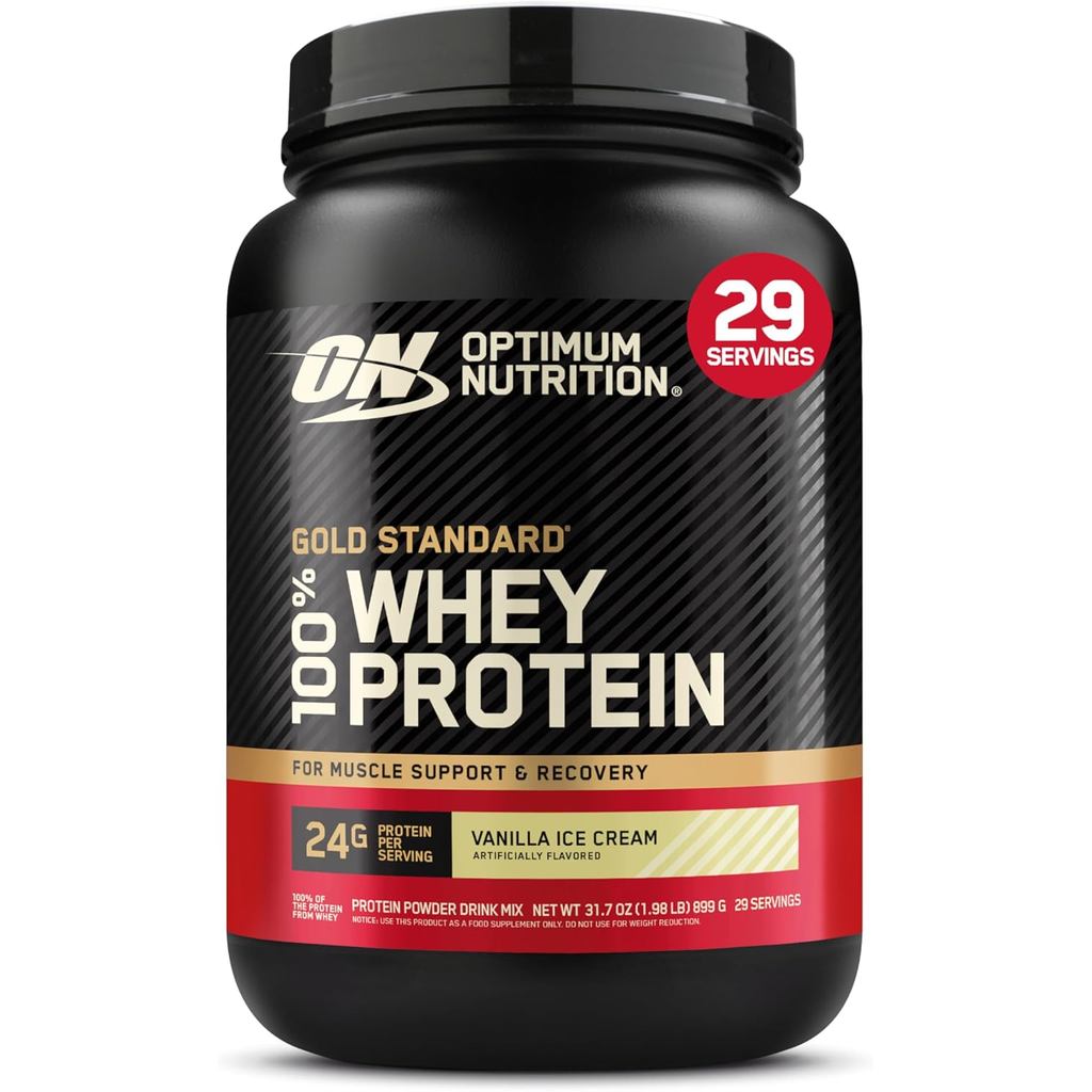 Optimum Nutrition Gold Standard 100% Whey Protein Powder, Vanilla Ice Cream, 2 Pound (Packaging May 