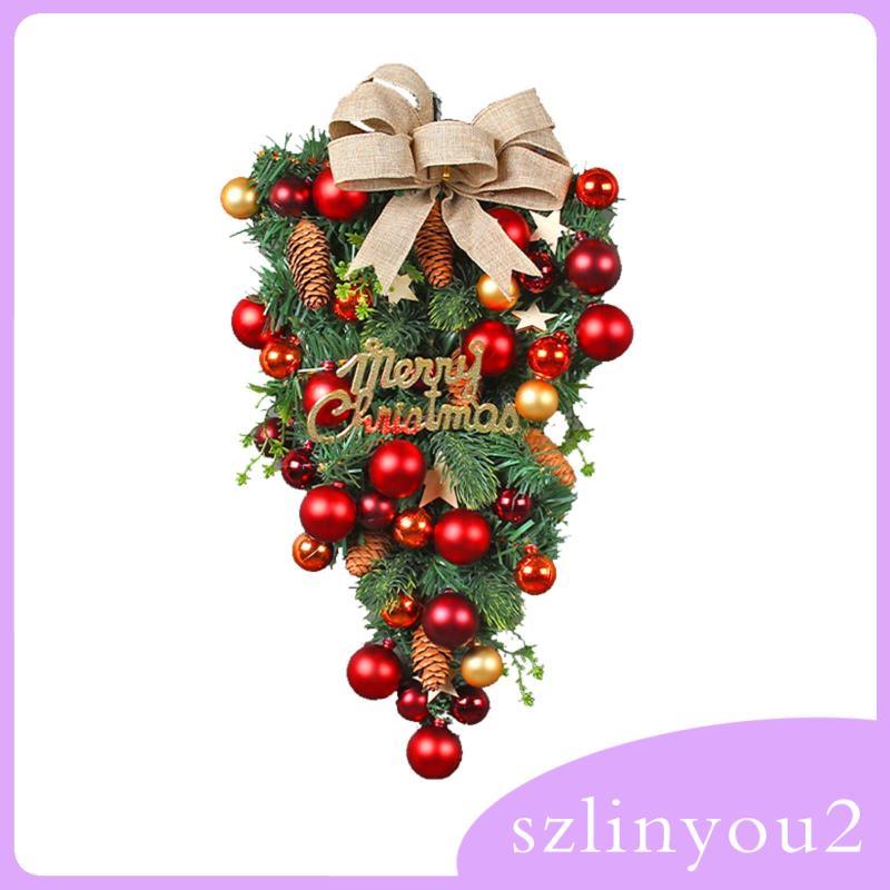 [szlinyou2] พวงหรีดพวงหรีด Swag หยดน้ําคริสต์มาส Garland Swag ผนังประตูสําหรับงานปาร์ตี้กลางแจ้งในร่