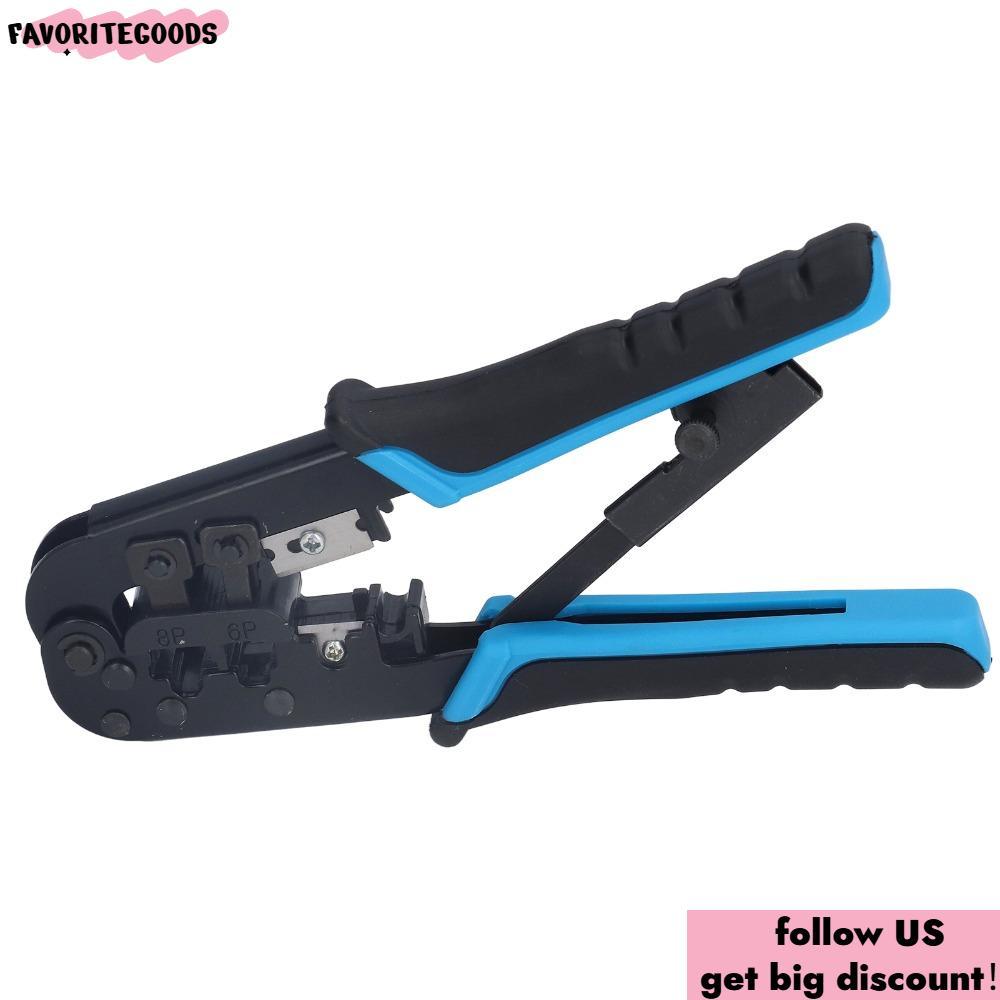 FAVORITEGOODS เครื่องมือจีบแบบแยกส่วน, เครื่องตัดและปอกสายไฟในตัว 6 in 1 RJ45 Crimp Tool, All-in-One