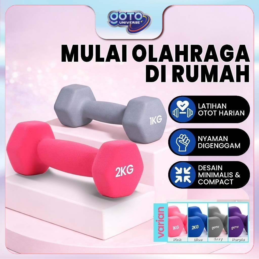 Goto Lovit Dumbell Gym Equipment Mini Fitness Sports Barbell Set 1kg 2kg Anti-Slip สบาย Strong