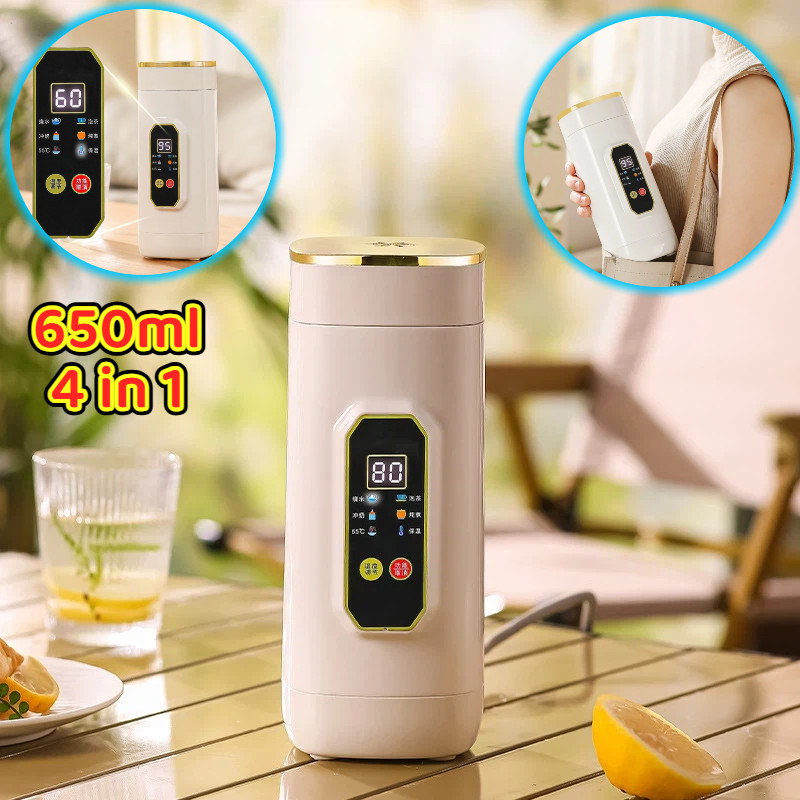 AT ขวดน้ําต้มไฟฟ้า 4in1 304/316 วัสดุ Thermo ถ้วยน้ําอุณหภูมิหน้าจอ LCD