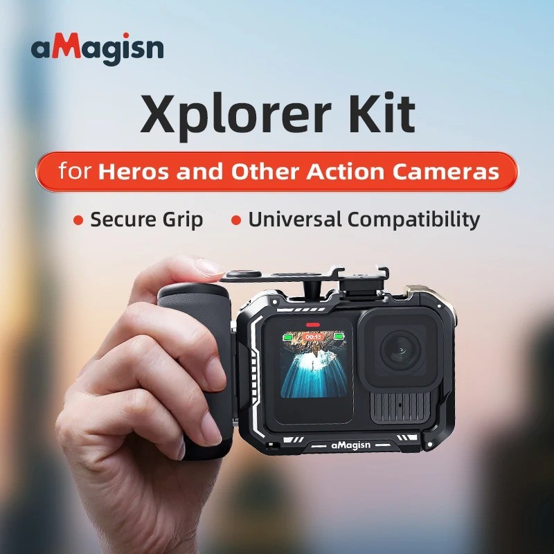 Amgaisn Xplorer Grip Kit สําหรับ Gopro Hero 13 สีดํา ABS พลาสติกกล้อง Grip (พลาสติก/โลหะ Quick Relea