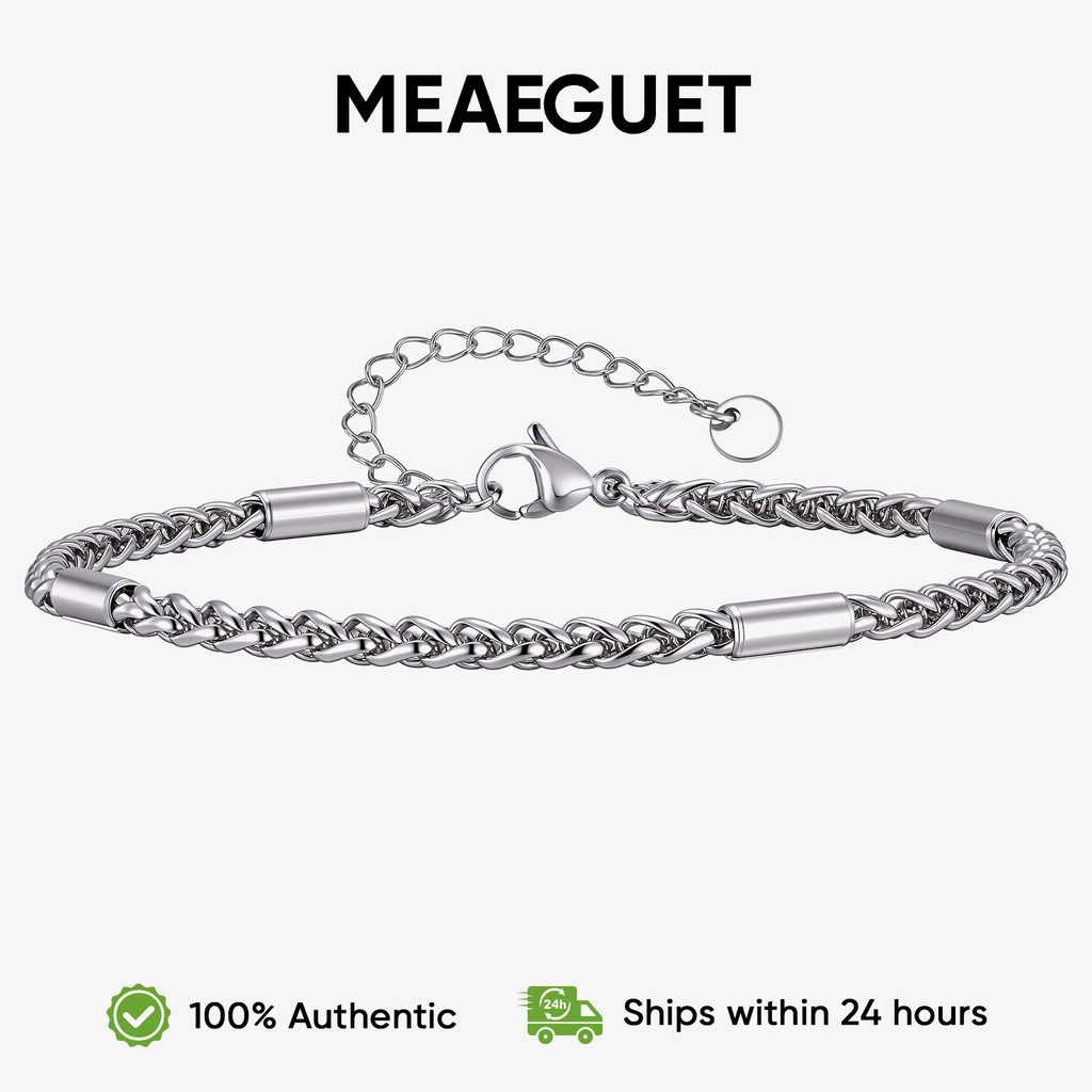 Meaeguet Round Tube Basket Chain Anklet สำหรับผู้ชายสไตล์มินิมอลทันสมัย