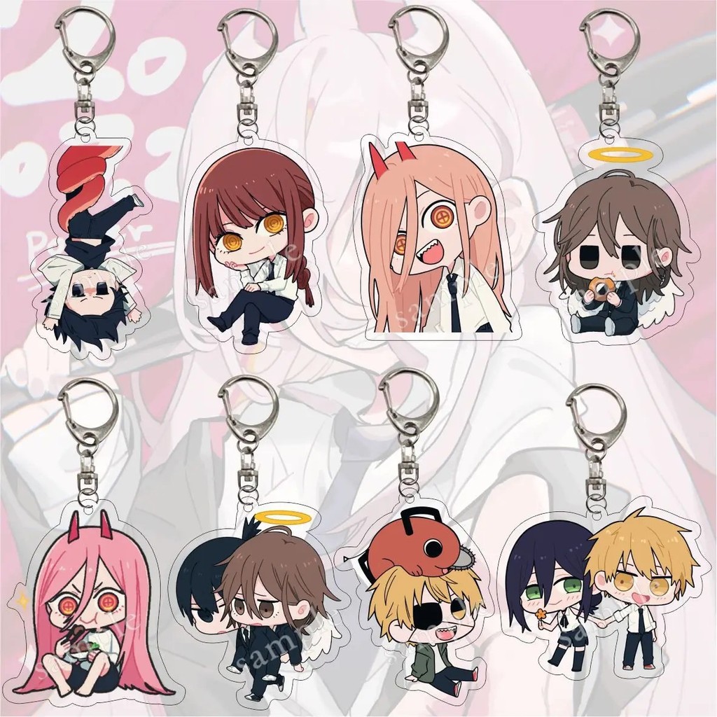 Chainsaw Man อะนิเมะ Chainsaw Man chibi อะคริลิค micha Denji Makima Power Aki Pochita Kobeni พวงกุญแ
