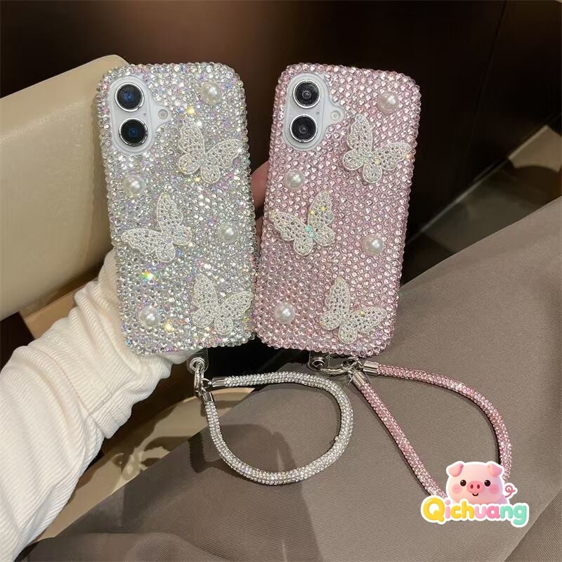 Elegant 3D คริสตัลเพิร์ลผีเสื้อสําหรับ Huawei Nova Y91 Y90 Y72 Y70 Plus Y61 Y60 7i 7 Pro 6 SE 5T 5 5