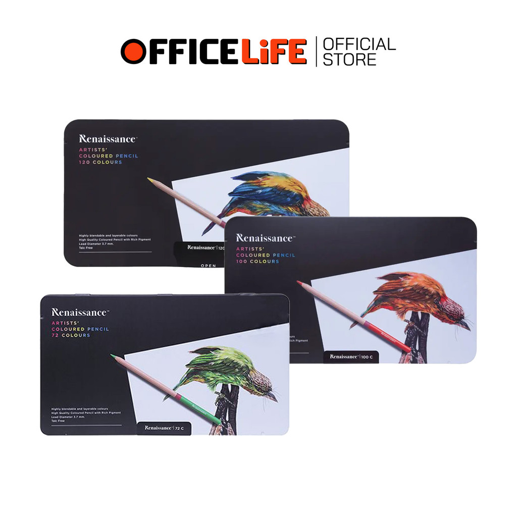 Renaissance (เรนาซองซ์) ดินสอสีไม้ สีไม้ เกรดอาร์ตติส กล่องเหล็ก จำนวน 72 / 100 / 120 สี ( กล่อง )