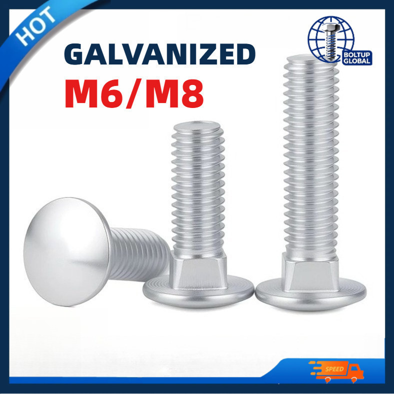 M6/M8 สกรูหัวกลมคอเหลี่ยม สังกะสี สกรู น็อต PH-MB-1