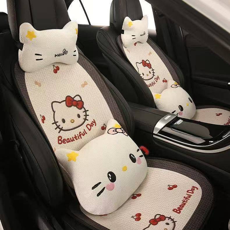 Car Seat Cushion Four Seasons Universal Summer Women's Seat Cushion Hellokitty Seat Cover Single Main Driving Cover Q03D