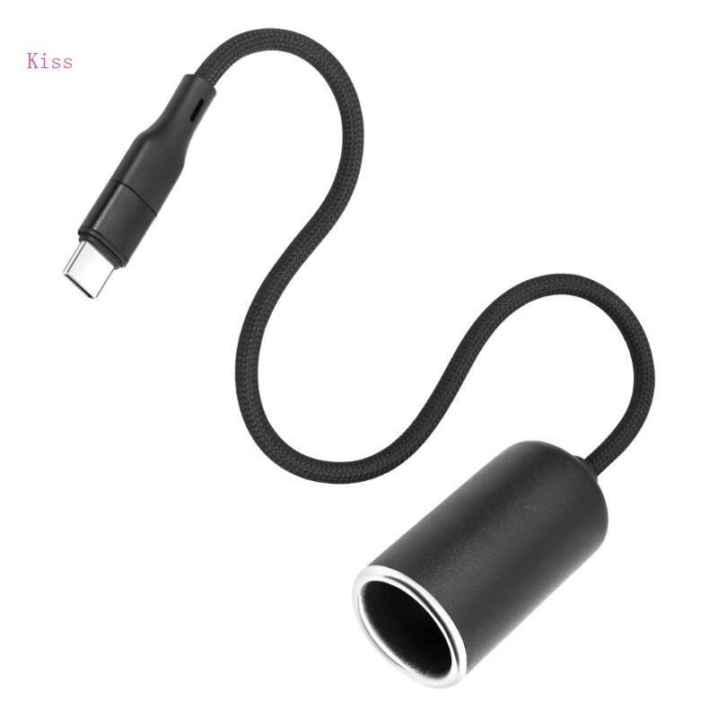 Kiss PVC Type C Male to Lighter Adapter 5V to 12V Output for Car Devices รวม Dashcam