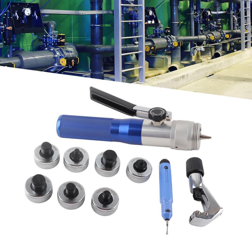 ชุดเครื่องมือท่อไฮดรอลิก Expander Swaging พร้อม 7 หัวหลายขนาดท่อทองแดงสําหรับท่ออลูมิเนียม HVAC